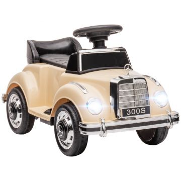 HOMCOM Masina Electrica pentru Copii, Auto pentru Copii Mercedes-Benz 6V cu Muzica, Varsta 18-48 Luni, Bej | Aosom Romania
