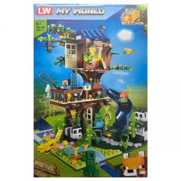 Set de constructie LW Minecraft My World, Casuta din copac, 706 piese