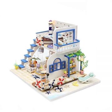 Joc interactiv, educational, macheta casuta de asamblat, miniatura, Vacanta la mare, DIY