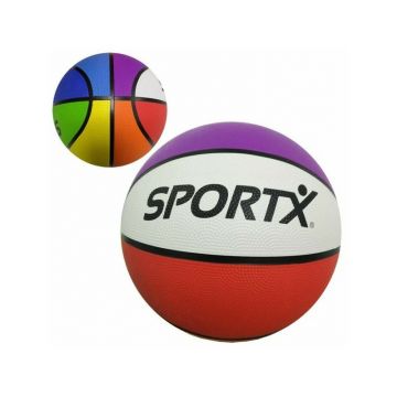 Minge baschet SportX, 24 cm diametru, din cauciuc mat, multicolor