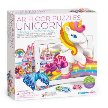 Puzzle de podea cu realitate augmentata 4M, Unicorni, 9 piese