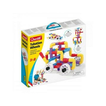 Quercetti - Joc creativ pentru copii cu tuburi rotative si roti 68 piese