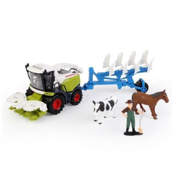 Tractor cu remorca,plug si 2 figurine animale,sunet si lumini