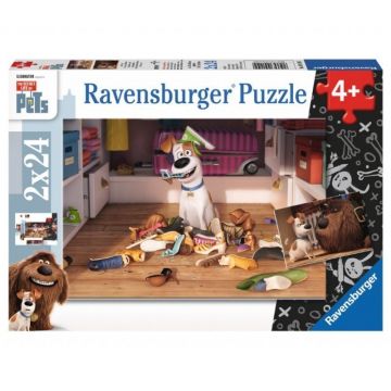 Ravensburger - Puzzle Viata secreta a animalelor, 2x24 piese