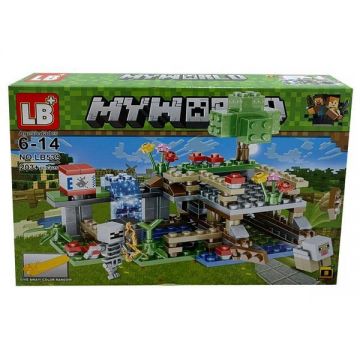 Set de constructie LB+, My World of Minecraft cu efecte luminoase si parti mobile, 203 piese
