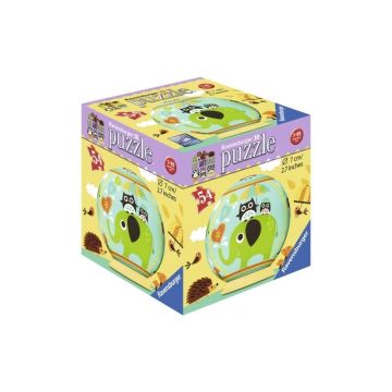 Ravensburger - Puzzle 3D Bufnita si elefant, 54 piese