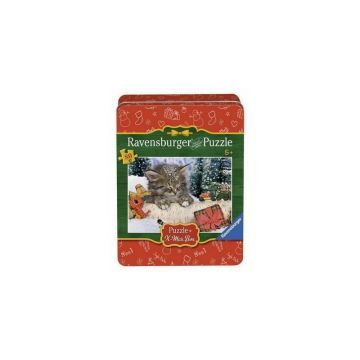 Ravensburger - Puzzle Craciun - Pisicuta in zapada, 80 piese