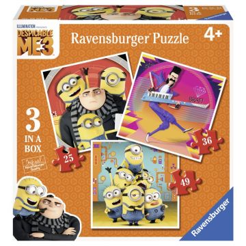 Ravensburger - Puzzle Minions 3 in 1, 25/ 36/ 49 piese
