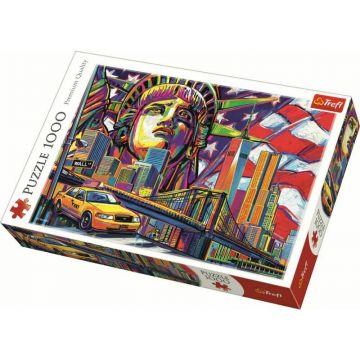 Trefl - Puzzle orase New York in culori , Puzzle Copii, piese 1000