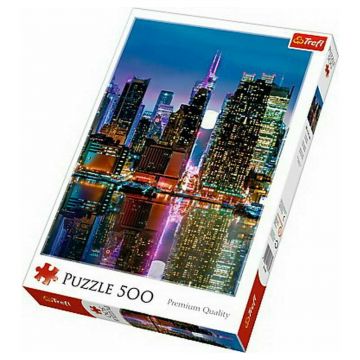 Trefl - Puzzle peisaje Luna plina in Manhattan , Puzzle Copii, piese 500