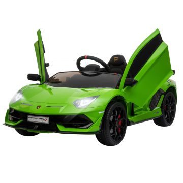 HOMCOM Masina Electrica pentru Copii, Automobil Lamborghini Aventador cu Telecomanda, Faruri LED, Muzica, Varsta 3-8 Ani, Verde | Aosom RO