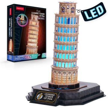 Puzzle 3D Leaning Tower Of Pisa Night Edition cu LED 42 piese
