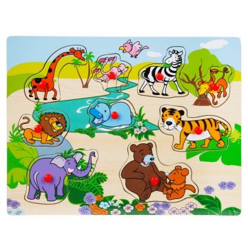 Puzzle din lemn, Woody, Animale, 8, 9 piese