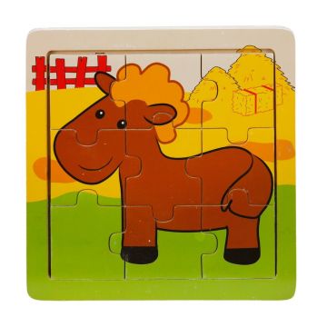 Puzzle din lemn, Woody, Animale domestice, 9 piese