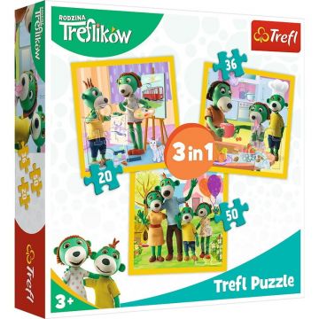 Trefl - PUZZLE 3IN1 DISTRACTIE IN FAMILIA TREFILIKI