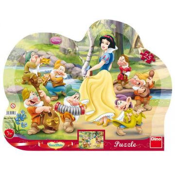 Puzzle cu rama - Alba ca Zapada (25 piese), Dino, 2-3 ani +