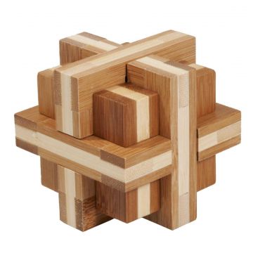 Joc logic IQ din lemn bambus Double cross, Fridolin, 8-9 ani +