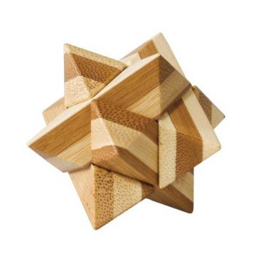 Joc logic IQ din lemn bambus Star, cutie metal, Fridolin, 8-9 ani +