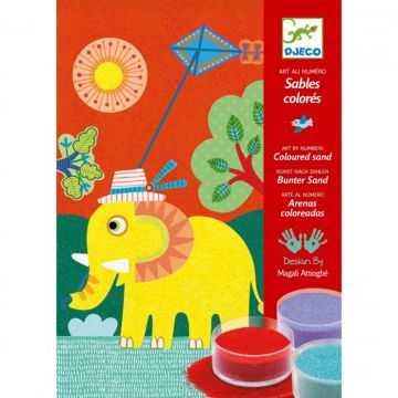 Nisip colorat Djeco Animale pentru copii, 2-3 ani +