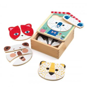 Puzzle lemn Djeco Face mix, 1-2 ani +