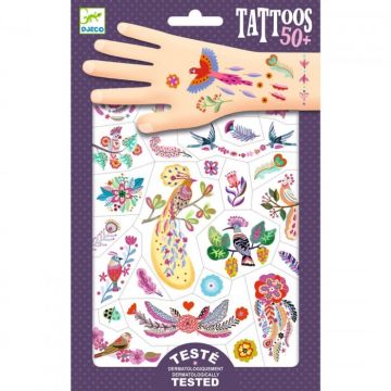 Joc creativ Tatuaje Djeco Pasari multicolore, 2-3 ani +