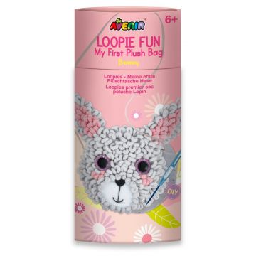 Kit DIY Loopie Fun - Prima mea geanta de plus bucle, Iepuras, + 6 ani