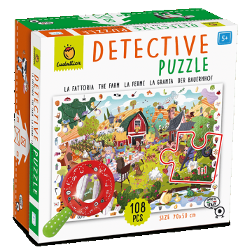 Puzzle Micul Detectiv - Ferma, Ludattica, + 5 ani, 108 piese