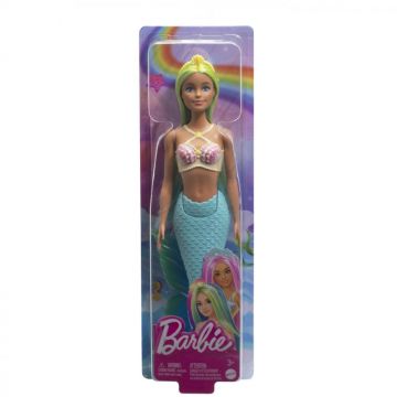 Barbie Dreamtropia Papusa Sirena Cu Corest Galben Si Coada Portocalie