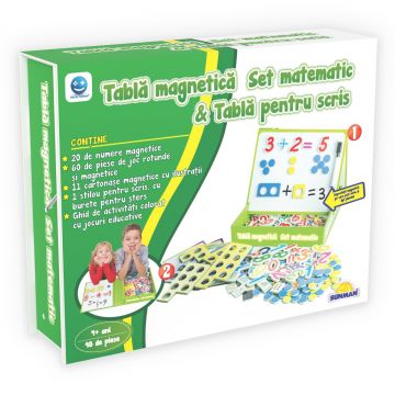 Joc educativ Smile Games, Set matematic cu tabla pentru scris, 98 piese