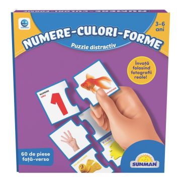 Puzzle Smile Games, Sa invatam numere, culori si forme, 60 piese