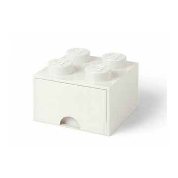 Cutie depozitare LEGO 2x2 cu sertar, alb