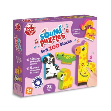 Puzzle blocks cu sunete - Animale de la Zoo