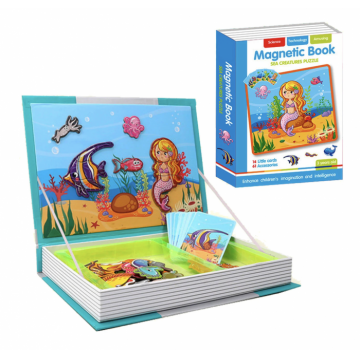 Carte cu 14 Puzzle Magnetic Magia Creaturilor Marine, 61 piese