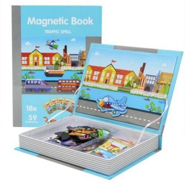 Carte cu 18 Puzzle Magnetic Vehicule, 59 piese