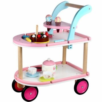 Carucior de ospatar - cofetar cu 56 accesorii, Cake Cart, roz