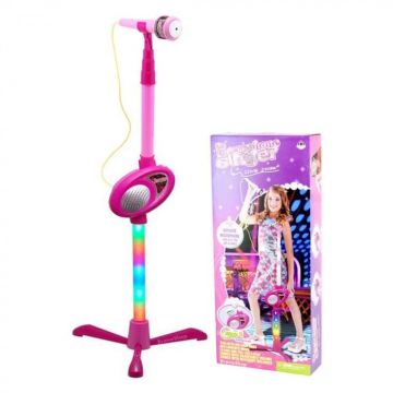 Microfon Karaoke Cu Mufa De Mp3 Si Lumini 6212, roz