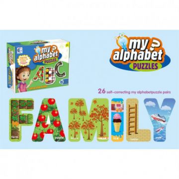 Puzzle 52 piese mari Family, cu literele alfabetului