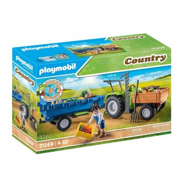 Playmobil PM71249 Tractor cu remorca si muncitor