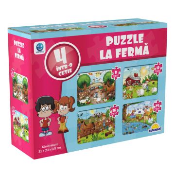 Puzzle 4 in 1, Smile Games, Animale de la ferma (8, 12, 16, 24 piese)