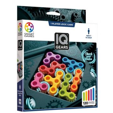 Smart Games - IQ Gears, joc de logica cu 120 de provocari, 7ani+