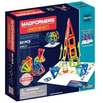 Joc de Constructie Magnetic Magformers - Creator Set - Creatorul, 60 piese