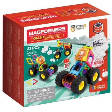 Joc de Constructie Magnetic Magformers - Giant Wheels - Monster Truck, 23 piese