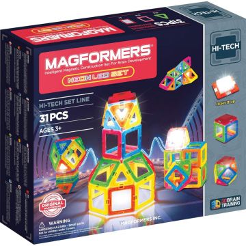 Joc de Constructie Magnetic Magformers - Neon Led Set - Lumini de Neon, 31 piese