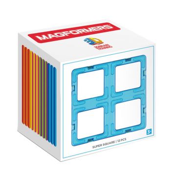 Joc de Constructie Magnetic Magformers Super Square - 12 piese in forma de patrat