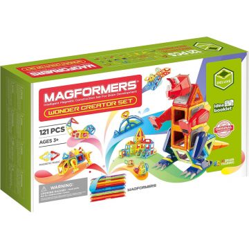 Joc de Constructie Magnetic Magformers - Wonder Creator Set - Dinozauri si Creaturi Minunate, 121 piese