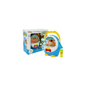 Masina mare de facut baloane de sapun, bule pentru copii, in forma de pinguin albastru, LeanToys, 8259