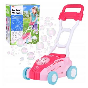 Masinuta de tuns iarba, Jokomisiada, Pentru bule de sapun, Capacitate 560 ml, Cu stickere pentru decorat, Cu 10 pliculete rezerva, 3 ani, Roz
