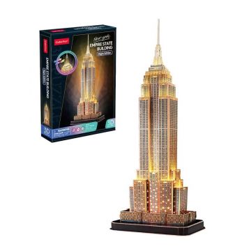 Puzzle 3D cu LED Cubic Fun Empire State Building Night Edition 37 piese