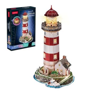 Puzzle 3D cu LED Cubic Fun Lighthouse Night Edition 72 piese