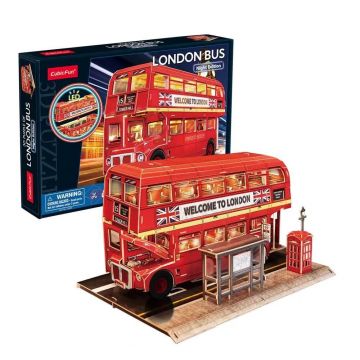 Puzzle 3D cu LED Cubic Fun London Bus Night Edition 161 piese